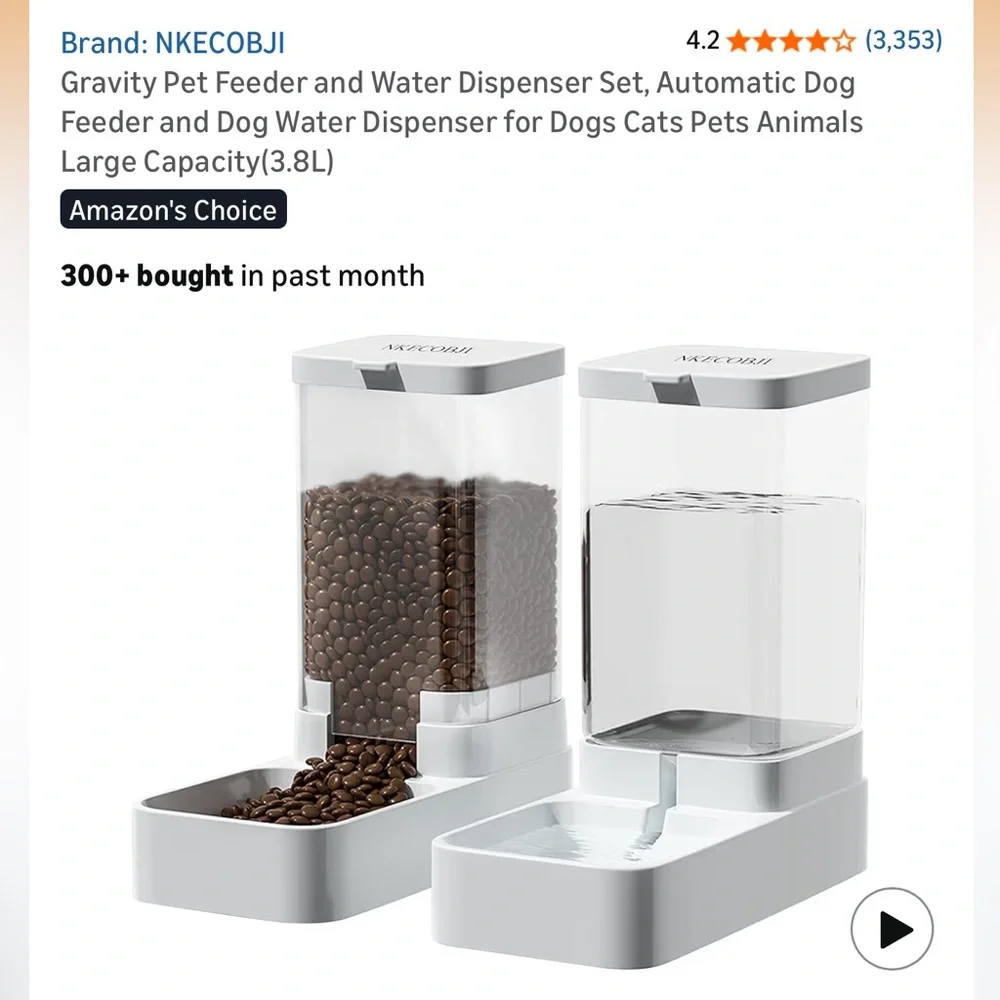 Gravity Pet Feeder and Water Dispenser Set - White
